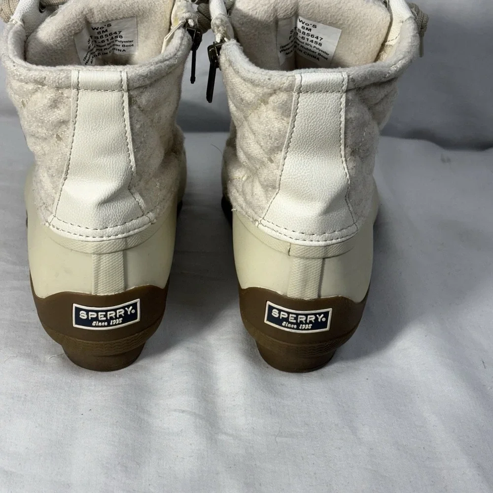 Sperry Women's Syren‎ Gulf Wool Quilt Duck Boots Waterproof Ivory Size 8 M - Picture 10 of 16